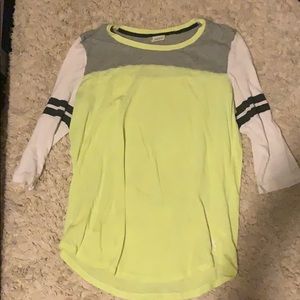 PINK 3/4 sleeve yellow shirt
